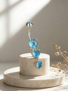 1pc Sexy & Glamorous Heart Shaped Navel Piercing Jewelry, Suitable For Daily Wear, Beach, Party Outfits