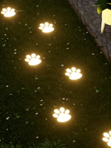 4个太阳能狗爪LED灯，爪印造型太阳能户外灯，带智能传感器，适用于猫狗、宠物花园小径的景观照明，暖白/白光LED，可爱爪印设计，适合宠物爱好者 - 彩色 - 查看 10