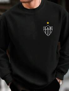 Blusa de Frio Moletom Gola Redonda Flanelado Time Atlético Mineiro Moletom Feminino e Masculino - Preto - Visão 2