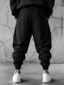 Go-Ku Print Drawstring Waist Jogger Pants,Anime Graphic Pants,Men's & Women's High Quality Sweatpants,Pant Of All Season,Men's Trousers,Sports Bottoms,Suitable For Sports And Leisure Occasions,Stylish And Versatile,Comfortable To Wear - 黑色 - 查看 3
