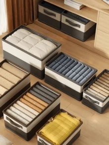 1 pieza Caja de almacenamiento de edredón beige-gris, material duradero, caja de almacenamiento de ropa, almacenamiento compartimentado para artículos sin usar, organización del armario, cesta de almacenamiento plegable, adecuada para el almacenamiento de juguetes en la esquina y el almacenamiento de ropa sucia. - Multicolor - Ver 3