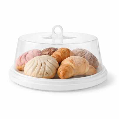 dandu home Panera Pastelera Redonda De Plástico Portátil Con Tapa Transparente, Para Transportar Y Almacenar Pan O Pasteles Charola de plástico, Portador de pan, pastel, frutas o alimentos multifunción