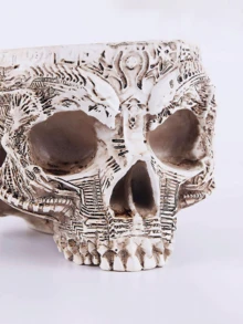 1pc Gothic Skull Flower Pot, Resin Skull Planter With Butterfly Decor, Suitable For Yard, Garden, Balcony, Home Party, Dining Table Decoration - Multicolor - View 3