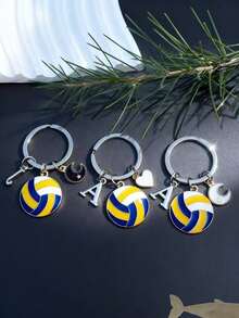 个性化排球钥匙扣礼品，送给段街运动员的礼物，感恩节和圣诞节礼物 - 黃色 - 查看 4