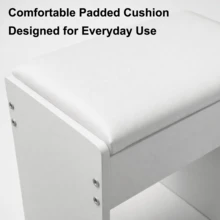 Modern White Vanity Stool With Soft Padded Seat, Space-Saving Makeup Stool For Bedroom, Dressing Table & Small Spaces - SZD - 查看 4