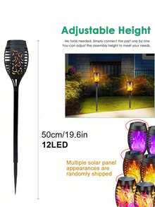 6/4/2/1个太阳能12LED火焰火炬灯，火焰闪烁，太阳能提基火炬灯 - 自动开关，非常适合花园小径和户外景观照明，庭院和院子万圣节装饰（绿色）（紫色）（蓝色）（火焰颜色），适用于各种节日装饰，如感恩节和复活节