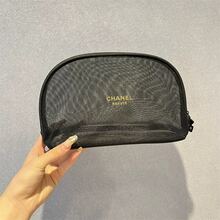 CHANEL Transparent Black Mesh Travel Cosmetic Bag, Convenient To Use - Black - View 2