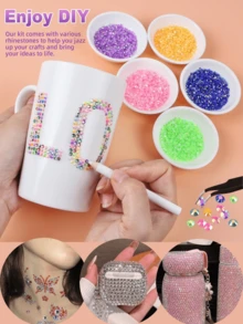 1盒随机混合Y2K树脂彩色水钻美甲装饰品，闪亮极光扁平钻石迷你圆形钻石，适合DIY手工美甲，多功能美甲配件