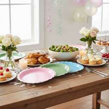 50/30/20pcs 7-Inch Disposable Floral Paper Plates, Leak-Proof & Thick, 3-Second Cleanup, Party/Camping/Picnic/Graduation/Birthday/Holiday/New Year/Valentine's Day Tableware - Lace In Multiple Colors - View 5