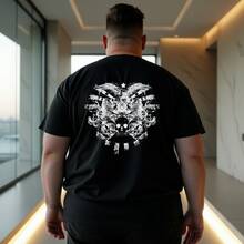 Plus Size Skull Skeleton T-Shirt, Premium Knit Fabric - Negro - Ver 1