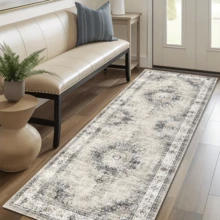 1pc Vintage Bohemian Floral Striped Pattern Area Rug/Carpet/Bath Mat/Door Mat/Runner, Soft Washable Rug For Hallway, Bathroom, Kitchen, Bedroom, Living Room, Versatile Home Decor - Multicolor - View 8