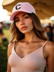 1pc Adjustable 26 Letter Baseball Cap, Unisex Casual Breathable Sun Hat, Suitable For Indoor And Outdoor Wear In Spring And Summer - Pink - View 6