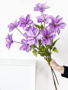 1/2/3 pièces Vigne de clématite artificielle de 70 cm, convient pour le mur, le salon, la chambre à coucher, le mariage, la décoration de fête, la décoration de table. Maison, bureau, cuisine, mariage, table à manger, centre de table, bureau, jardin, extérieur, maison, décoration de cour, convient pour le printemps, l'été, l'automne, l'hiver - Violet clair - Voir 1