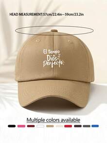1pc Spanish Inspirational Quote "Time God Of Perfection" Pattern Summer Sun Protection Baseball Cap, Minimalist & Fashionable Adjustable Baseball Hat, Unisex Outdoor Sun Shading Cap, Dad Hat - Multicolor - View 9