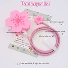 3D Cute Cartoon Design Charging Cable Protector Case For 20W USB-C Power Adapter Charger, Compatible With IPhone 16/15/14/13/12/11 Pro Max - Multicolor-flower - View 8