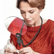 3-In-1 Adjustable Hands-Free 5X 5.12" Magnifier, Switchable Between Handheld, Neck Hanging And Desktop Modes, With Independent High-Magnification Lens, Suitable For Reading, Sewing And Cross-Stitch (Latest Upgraded Version) - Black - View 2