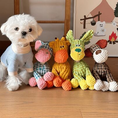 Indestructible Dog Chew Toy - Heavy Duty Plush Chew Toy With Squeaker, Chew Toy, Suitable For Aggressive Chewers, Teeth Cleaning And Dental Health, Fit For Small, Medium, Large Dogs - Indoor/Outdoor Play (Orange And Green) - Ideal Puppy Teething Toy, Pet Supplies, Sturdy Construction, Pet Owners, No Battery Required, Dog Chew Toy Rope Duck, Duck Cat Toy, Cat Chew Toy, Dog Chew Toy