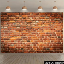 2D Flat Red Brick Wall Backdrop Brick Photography Backdrops Baby Birthday Party Graduation Home - Orange - View 12