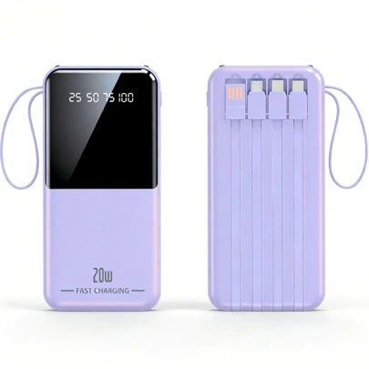 Portable High-Capacity Power Supply, Outdoor Mobile Emergency Power Equipment, 10000 MAh, 20W Fast Charging, Equipped With Apple/Type-C/USB Data Cable For Charging, Intelligent Digital Display And Flashlight, Stable Lithium Battery Pack. It Is The Top Choice As A Gift For Friends.