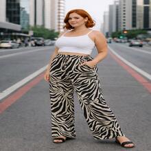 Elegant Viscose Wide Leg Trousers For A Chic Dressy Look - Đen và trắng - Xem 1