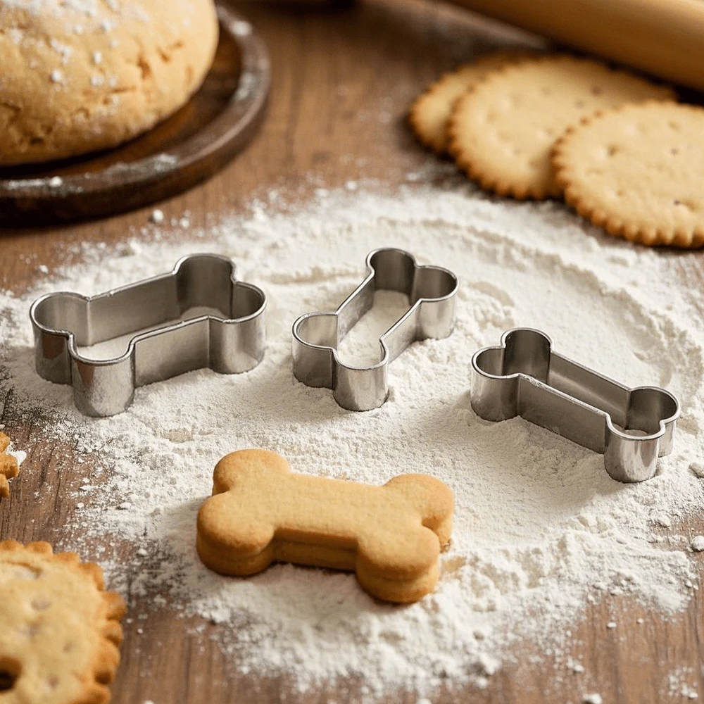 4 Khuôn cắt bánh quy hình xương bằng thép không gỉ, Khuôn hình xương làm đồ ăn vặt cho thú cưng, Thích hợp để nướng bánh quy trong bếp - Bạc - Xem 1