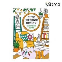 GDTME 寶藏著色書：室內房屋設計，升級加厚珍珠紙，A4大尺寸方便翻閱，24頁裝修靈感，夢幻家居著色書，適合設計愛好者，成人減壓Ins風創意手繪 - 021 - 查看 9