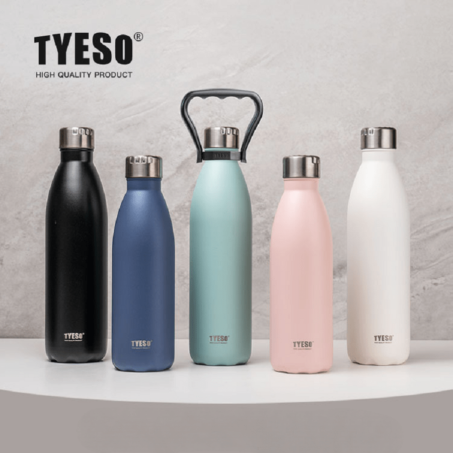 Tyeso Large Capacity Stainless Steel Cola Bottle Sports Kettle, 750/1000ML Big Size Perfect For Outdoor Activities! Leakproof Vacuum Insulated Tumbler Mug, Keep Cold For Hours, Thermal Cup For Camping Hiking Cycling, Portable Bike Water Bottle, Reusable Vacuum Cup, Lightweight