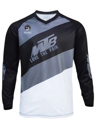 长袖骑行服 - V 领上衣，适合山地自行车、越野摩托车赛车和户外运动 - 四季舒适，可机洗，骑行装备，全天候户外服装，时尚运动设计