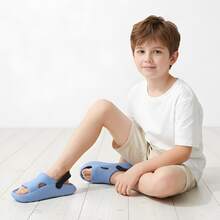Boys' 2-In-1 Cloud Flip-Flops With Strap – Lightweight, Non-Slip And Comfortable - 黑色/綠松石色 - 查看 4