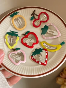 9pcs Cute Candy-Colored Clips, Fruit Hairpins, Hairpins, Hair Accessories, Sweet Cartoon BB Clips, Side Clips - Multicolor - View 4