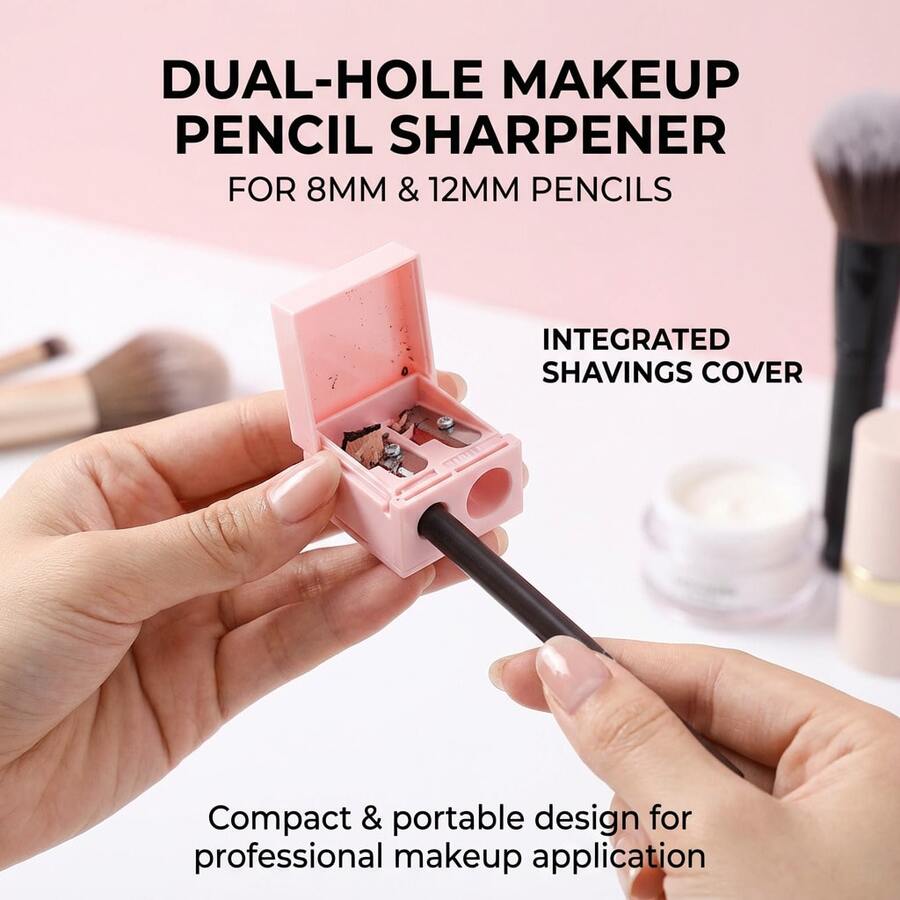 Double Hole Square Pencil Sharpener, Suitable For Eyebrow Pencils, Lip Liners, Etc. Compact And Portable, Ideal As Makeup Accessory, Travel Item, Bedroom Decor, Christmas Gift, Gift For Her - Multicolor - View 1