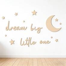1 Set Dream Big, Baby! Wooden Baby Room Wall Decor, Boho Moon & Star Pattern, Neutral Tones, Suitable For Boys/Girls Bedroom, Home, Farmhouse Living Room, Playroom - Multicolor - View 5