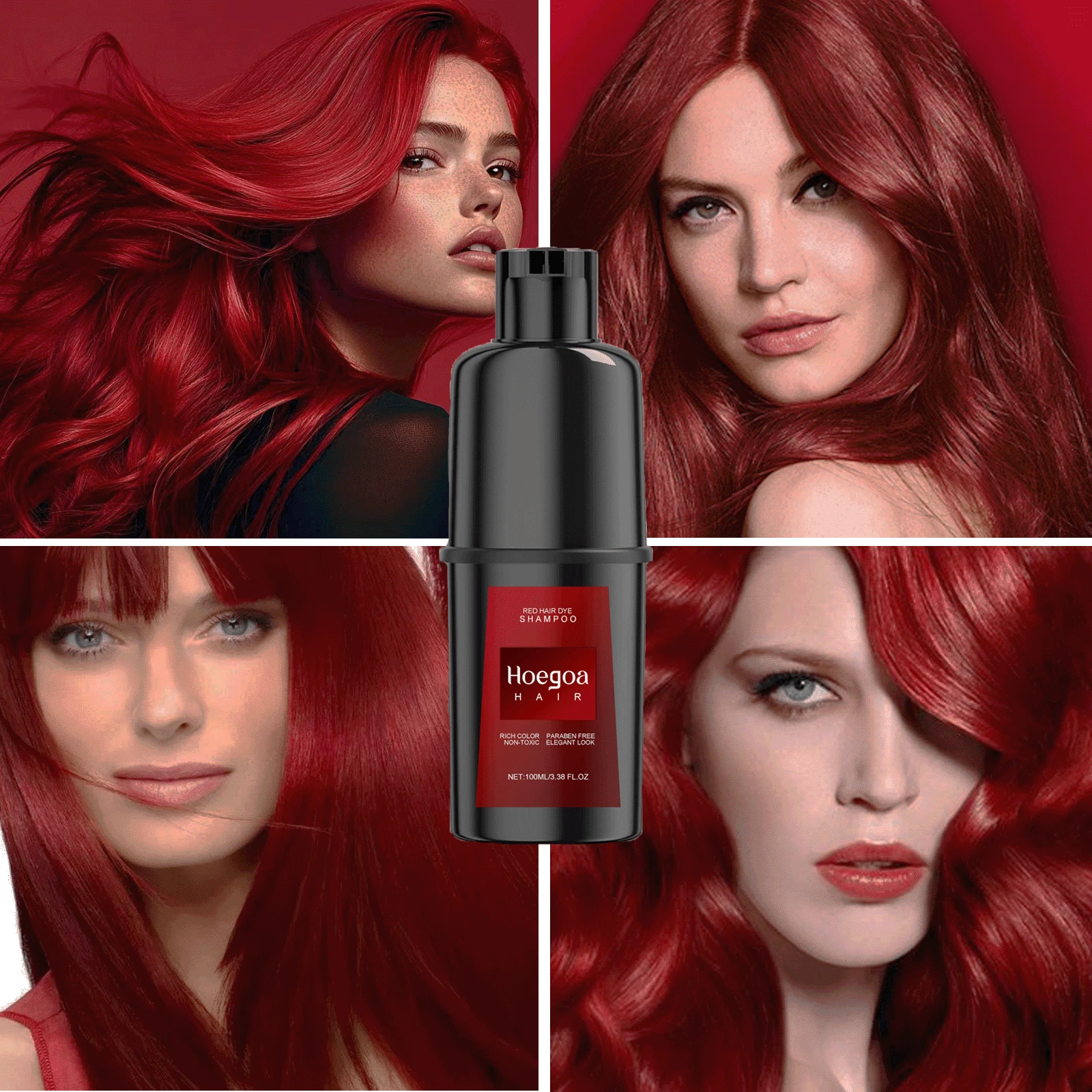 3 In 1 Red Hair Dye Shampoo,Easy To Color, Moisturizing, Cleaning And Soft Red Hair, Lazy People Easy To Dye Hair Dye To Create Uniform Color, Bright Appearance, The Perfect Gift Choice - 紅色 - 查看 1