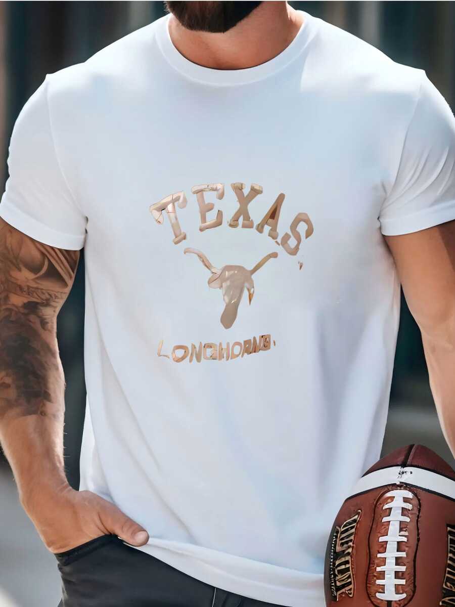 Mens Vintage 90's Orange Red Oak Texas Longhorns Ncaa Polo Shirt Adult Xl T-Shirt - 白色 - 查看 1