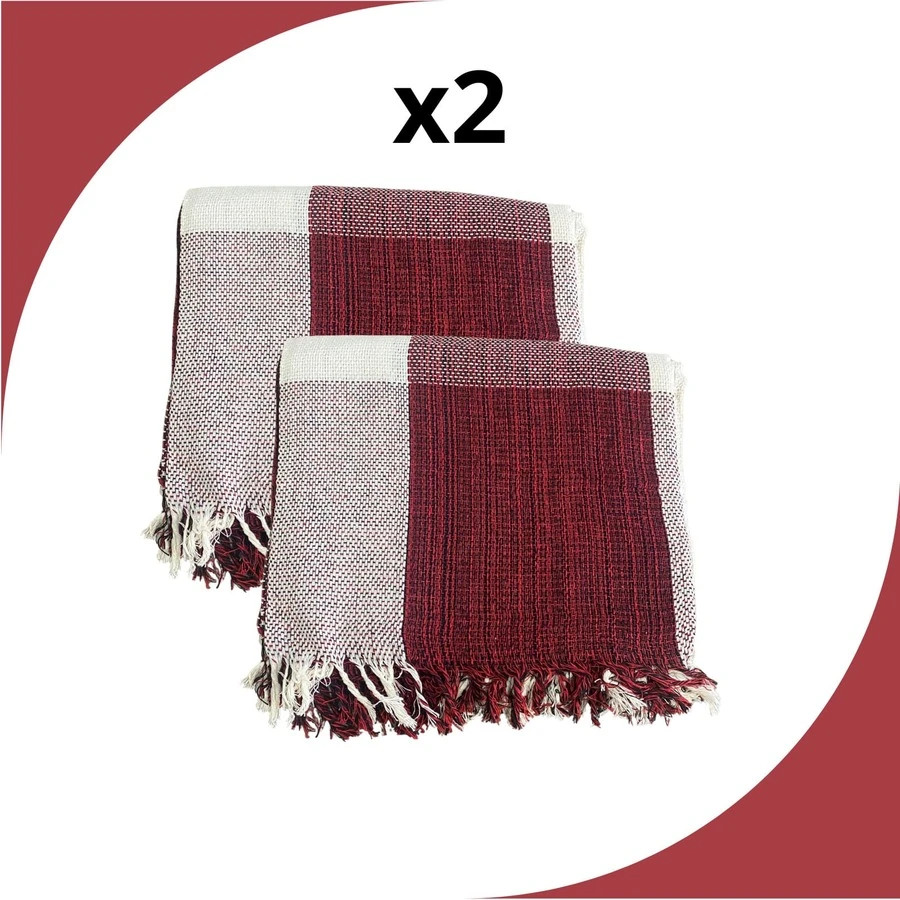 Set Of 2 Luxury Giant Sofa Throws 120x210 Decorative Protective Sofa Covers - Red and White - View 1