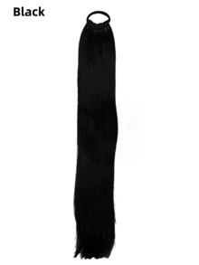 逼真直发马尾假发，长款蓬松假发，适合日常佩戴、派对、约会、角色扮演。发圈、马尾发绳、发圈、橡皮筋、发绳、弹性发圈、发饰、头饰 - 彩色 - 查看 16