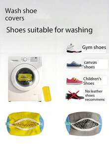 Durable Shoe Cleaning Bag, Suitable For Various Shoe Types - Yellow With Blue Zipper, Velvet Material, Highly Protective, Suitable For Sports And Casual Shoes, Can Also Be Used As A Laundry Bag. - Multicolor - View 3