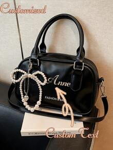 Custom Boston Handbag, Fashion Shoulder Bag, Dual Handle Pillow-Shaped Bag, Retro Crossbody Bag, Classic Solid Color Fashion Handbag, PU Material Decor, Portable Women's Coin Purse, Elegant Business Commuter Bag, Suitable For Shopping, Commuting And Outings. Great Gift For Valentine's Day And New Year. - Multicolor - View 2