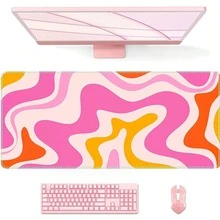 1pcDesk Mat, Gaming Large Mouse Pad For Desk, Computer Desk Pad, Mousepad With Non-Slip Rubber Base, Spill-Resistant XXL Keyboard Mat For Home Office Laptop, Blue Boho Rainbow - Multicolor - View 12