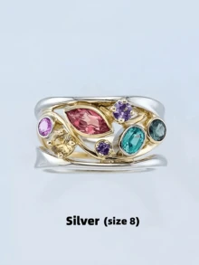 1pc Fashion Crystal Quartz Ion Ring, Therapeutic, Slimming, Lymphatic Drainage, Minimalist Jewelry, Asymmetric Geometric Design Multi-Color Gemstone Multi-Layer Colorful Ring, Jewelry Photography, Proposal Ceremony, Wedding Supplies, Jewelry Store Display - Red Jewelry Box - View 15