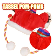 Conjunto de Fantasia de Animais de Estimação para o Ano Novo Chinês: Chapéu Auspicioso de Leão/Tigre com Babador Combinando, Faixa Ajustável para Cachorro/Gato para Sessão de Fotos, Presente do Festival da Dupla Felicidade, Adequado para Animais de Estimação Pequenos a Médios - Preto - Visão 6