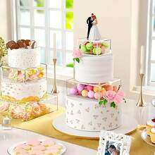 1PC Cake Stand For Weddings, Ceremonies, Banquets, And Parties – Multi-Pack Set, Transparent, Round Acrylic Cake Stand With Fillable Compartment - Clear - View 3
