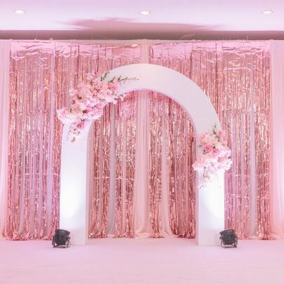 1/3pcs Rose Gold Foil Fringe Metallic Curtain, Party Background, Birthday Party, Wedding Decoration, Gift