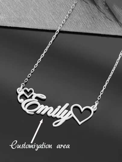 Custom Stainless Steel Gold-Plated Hollow Name Necklace, High-Quality Personalized Romantic And Fashionable Private Nameplate Pendant Necklace, Women's Jewelry, Valentine's Day Outfit Accessory.