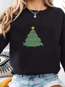 Women Plus Size Sports Sweatshirts - Black - View 2