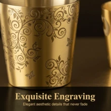 170毫升（5.7盎司）双层真空保温咖啡杯，304不锈钢金色马克杯，饰有新月藤蔓图案，适合斋月、开斋节、家居装饰，土耳其咖啡杯 - 双层304不锈钢金色阿拉伯藤蔓图案，花卉蝴蝶马克杯；花卉蝴蝶咖啡杯，保温小咖啡杯，适合斋月、圣诞节、情人节礼物，中东风格，适合家庭聚会。 - 星月 - 查看 5