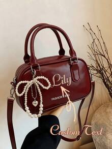 Custom Boston Handbag, Fashion Shoulder Bag, Dual Handle Pillow-Shaped Bag, Retro Crossbody Bag, Classic Solid Color Fashion Handbag, PU Material Decor, Portable Women's Coin Purse, Elegant Business Commuter Bag, Suitable For Shopping, Commuting And Outings. Great Gift For Valentine's Day And New Year. - Multicolor - View 1