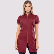 Women's Short-Sleeved Fitted Lab Coat With Zipper - Isi - Rubi - View 2