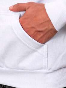 Men's Streetwear V-Frame Hoodie Sweatshirt For Winter - Stylish - White - View 4