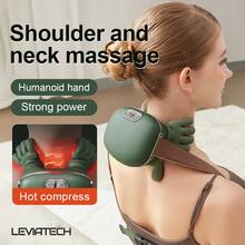 LEVIATECH USB充电式6D手部模拟颈肩按摩器，无线电动按摩设备，3种模式2档加热设置，适用于背部、手臂、腿部，便携式深度揉捏按摩器，送给父母的理想礼物 - 彩色 - 查看 12